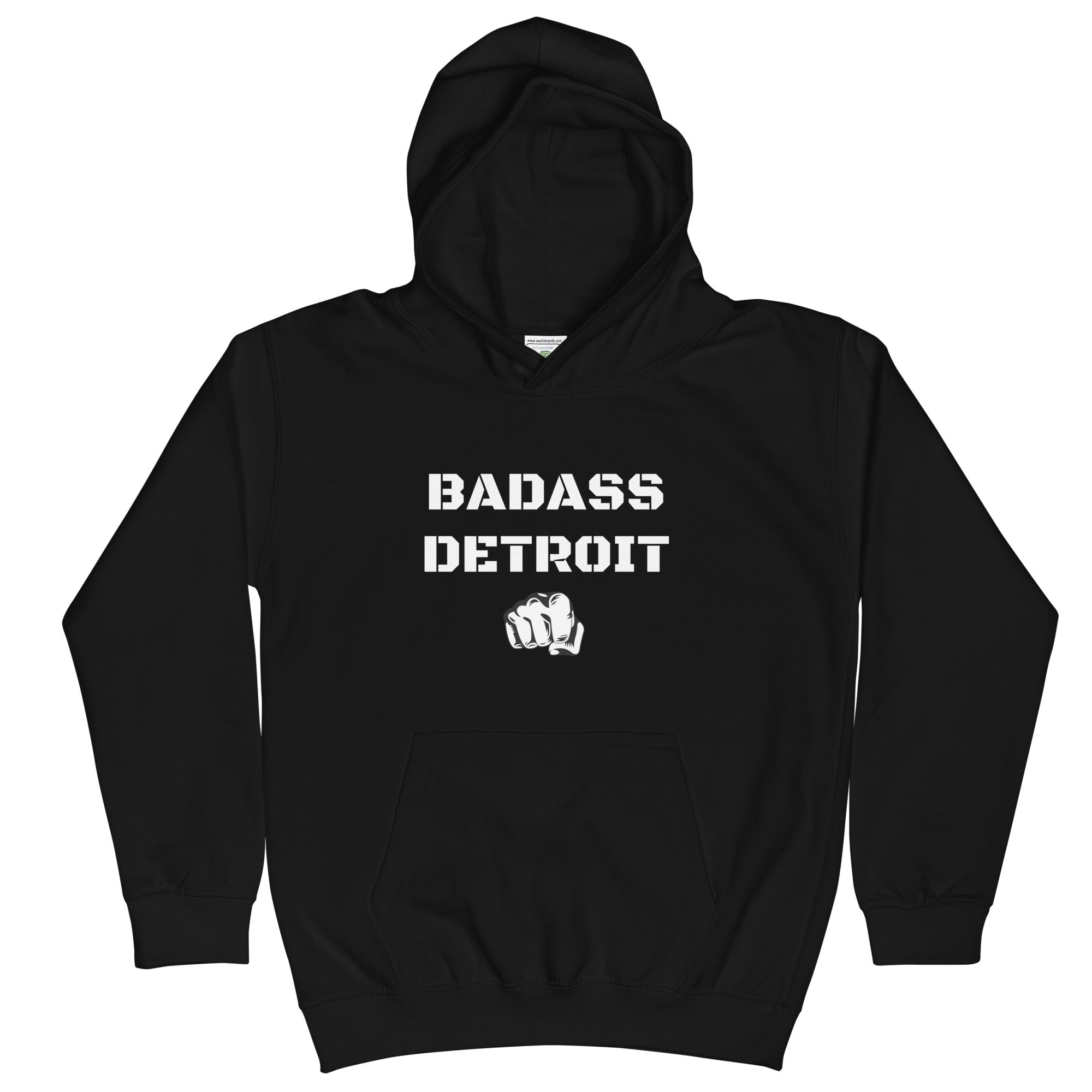 Kids Badass Hoodie- White Accent - BADASS DETROIT