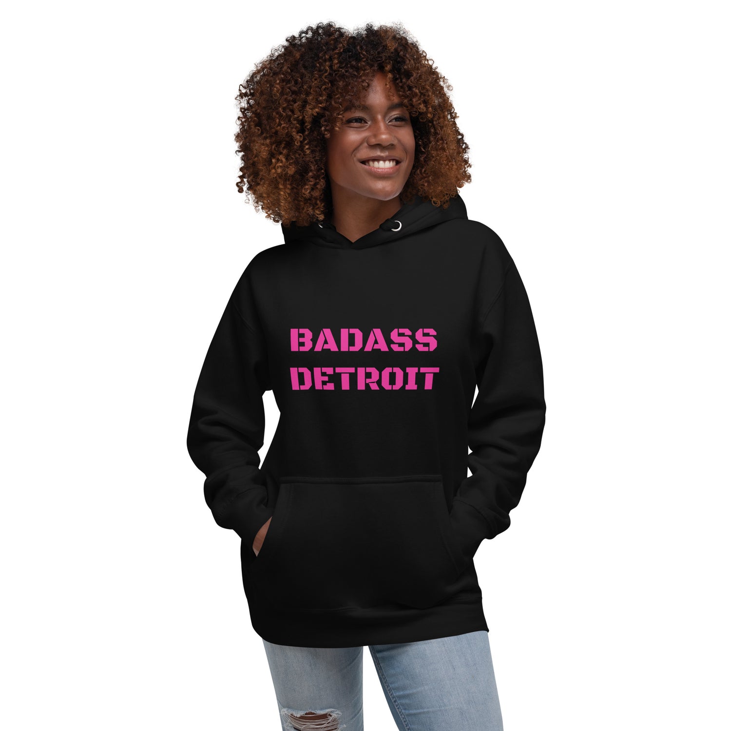 Unisex Hoodie-Pink Accent - BADASS DETROIT