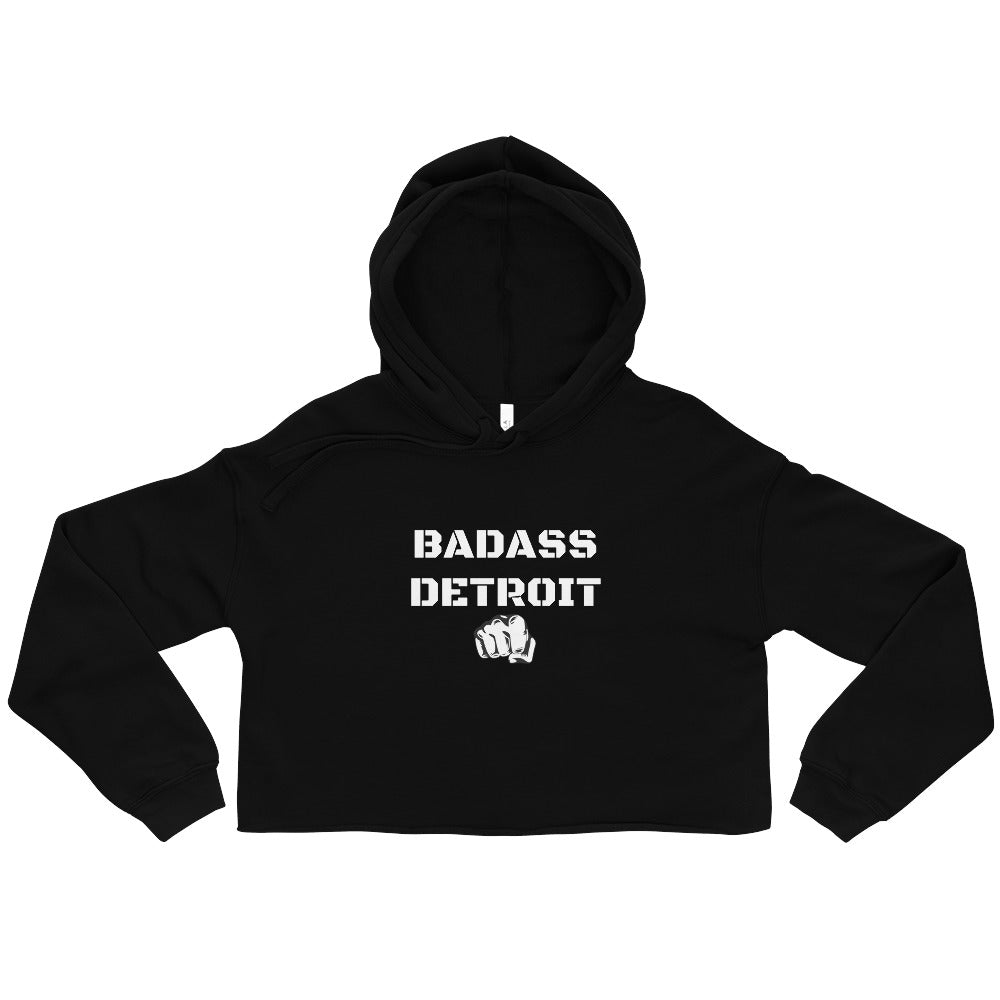 Crop Hoodie-White Accent - BADASS DETROIT