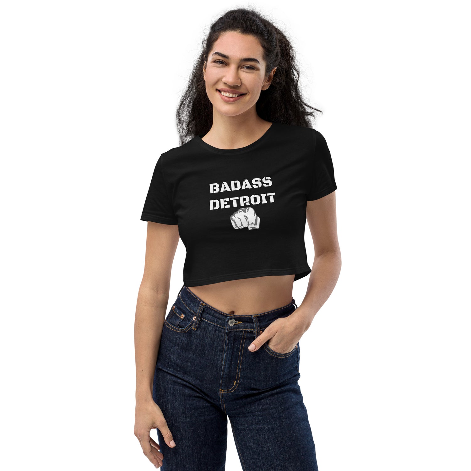 Organic Crop Top-White Accent - BADASS DETROIT