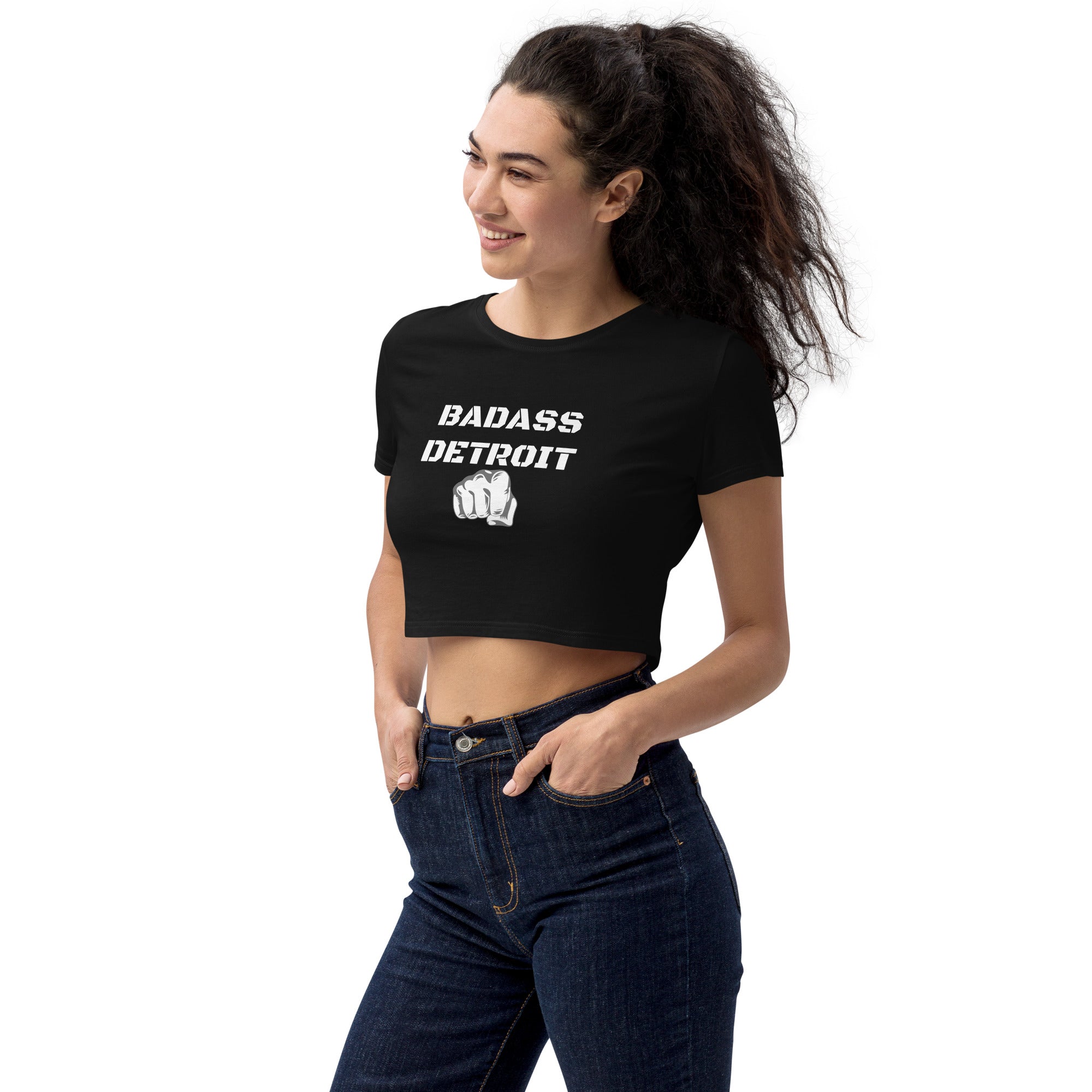 Organic Crop Top-White Accent - BADASS DETROIT