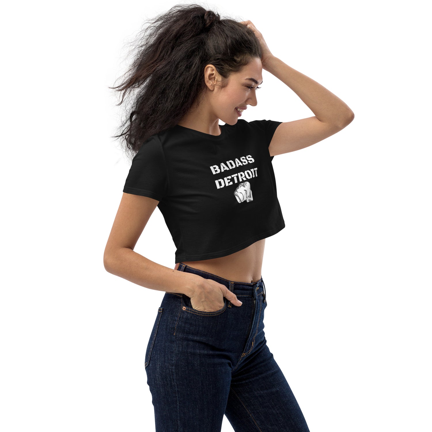 Organic Crop Top-White Accent - BADASS DETROIT