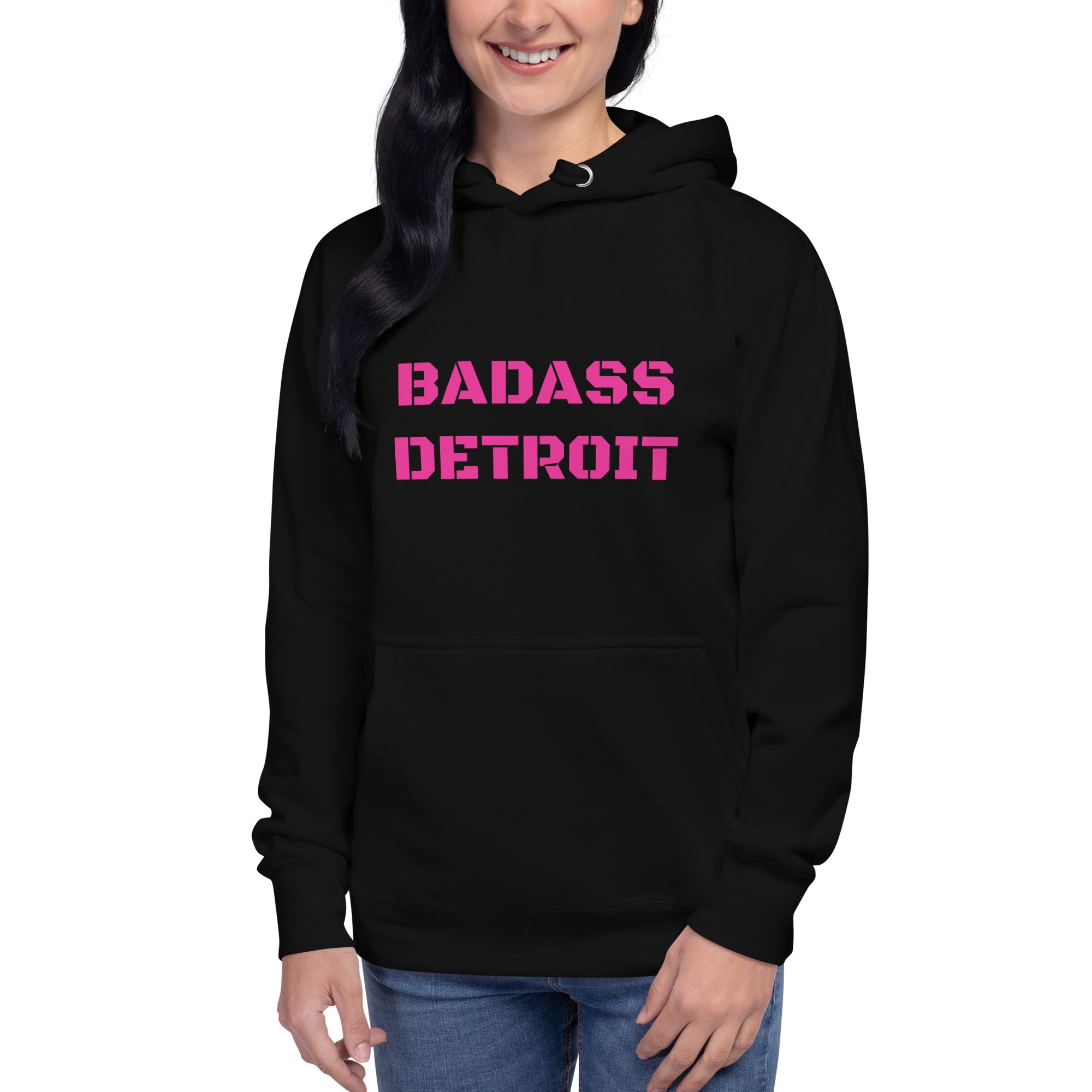 Unisex Hoodie-Pink Accent - BADASS DETROIT