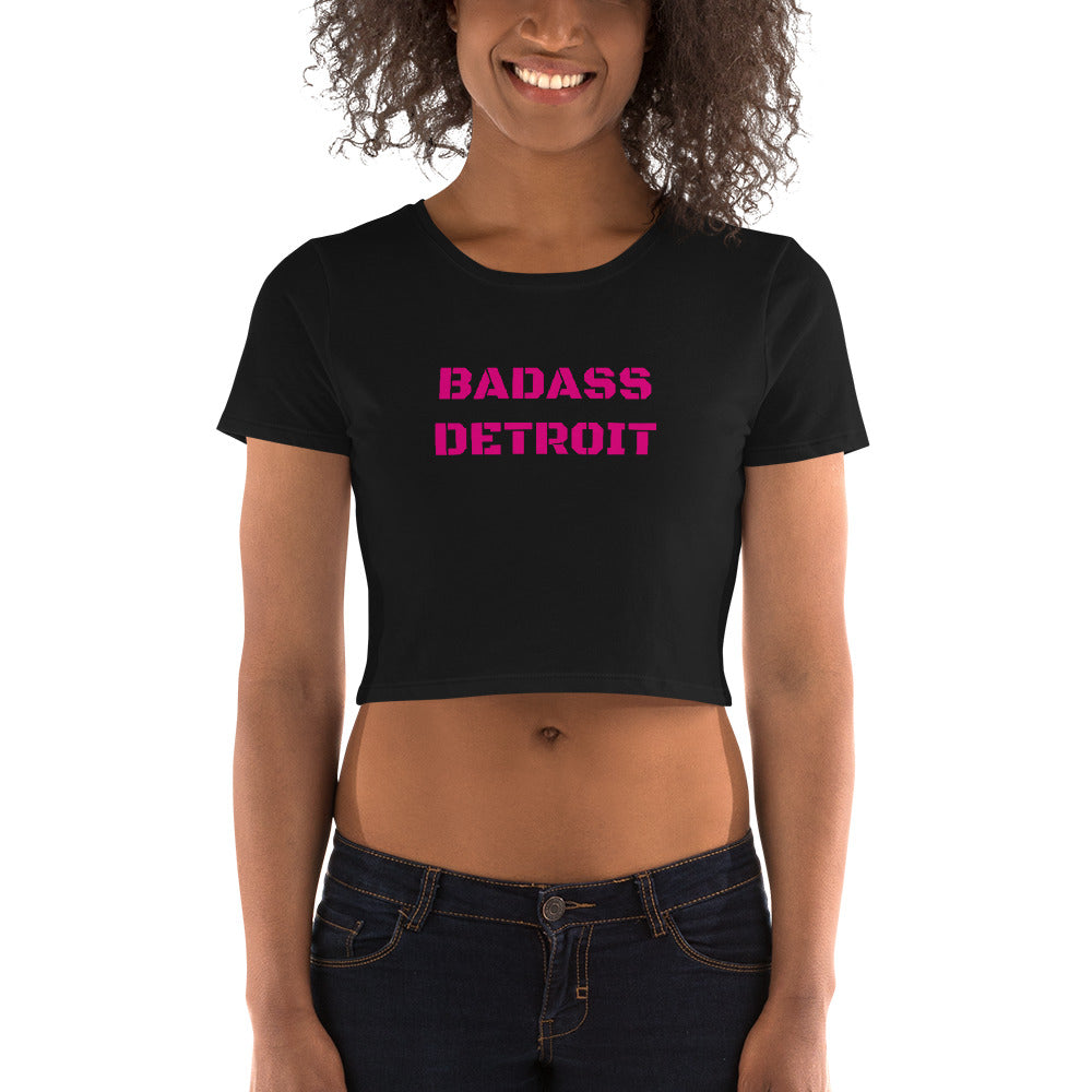 Women’s Crop Tee-Pink Accent - BADASS DETROIT