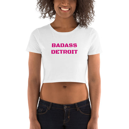 Women’s Crop Tee-Pink Accent - BADASS DETROIT