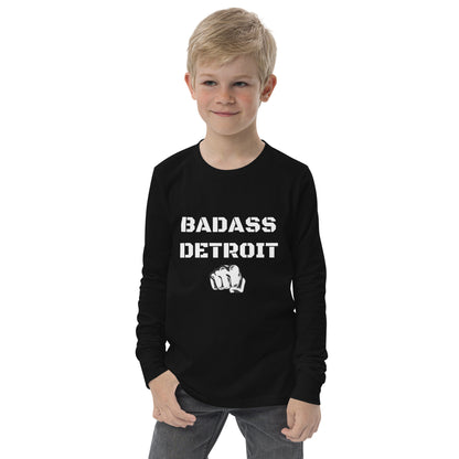 Youth Badass Long Sleeve Tee- White Accent - BADASS DETROIT